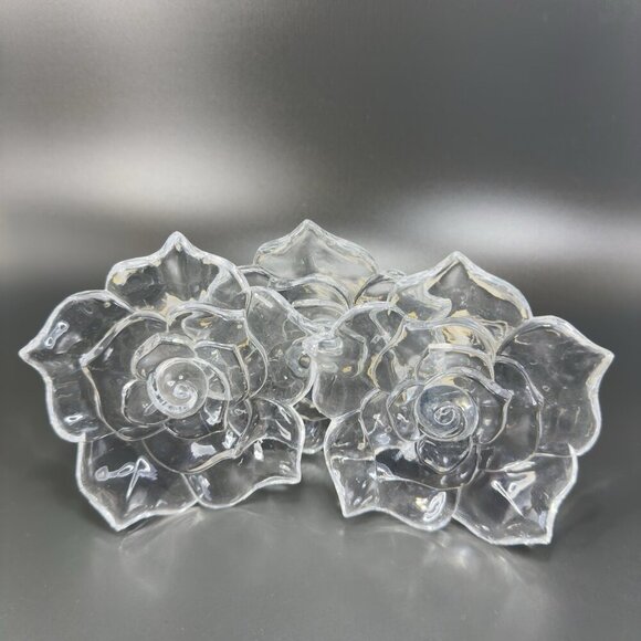 Vintage Large Clear Resin Rose Flower Drapery Curtain Scarf Holdbacks Stems Set3 - Picture 12 of 12